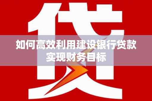 措美如何高效利用建设银行贷款实现财务目标