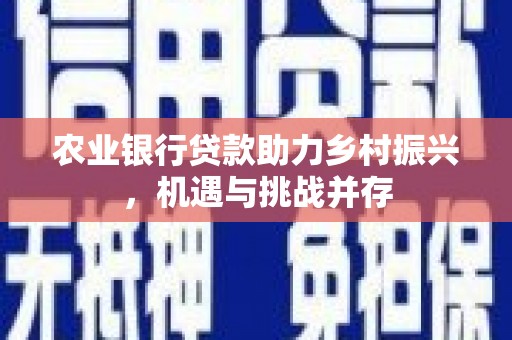 措美农业银行贷款助力乡村振兴，机遇与挑战并存